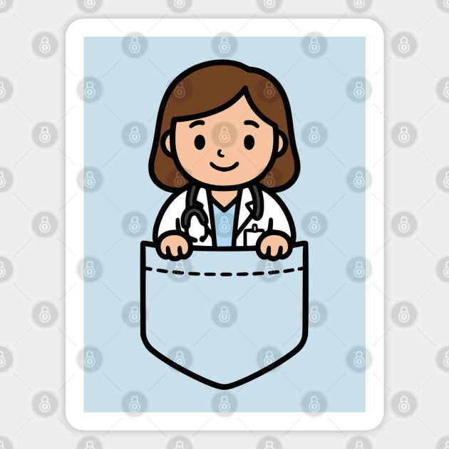 Cute Kawaii Female Doctor Pocket Cartoon Medical Nurse Magnet by Yesteeyear